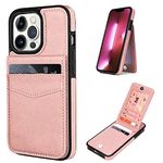 DOMAVER for iPhone 13 Pro Max Wallet Case with Card Holder Slots PU Leather Kickstand Magnetic Lock Durable Lightweight Shockproof Full Body Protective Cover for iPhone 13 Pro Max 6.7 Inch-Rose Gold