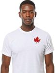 Mens Canada Day T-Shirt, Custom Handmade Maple Leaf Tshirt for Men, Minimalist Canada Shirt L1, White (L)