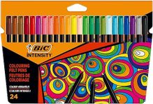 BIC Intensity Felt Tip Pens, Vibrant Colouring Pens, School Supplies for Kids or Adults, 24 Pack