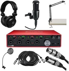 Focusrite Scarlett 18i8 3rd Gen USB Audio Interface with Software Suite, Bundle with Audio-Technica AT2020 Microphone and Tripod Mic Stand with Telescoping Boom, Headphones, Pop Filter