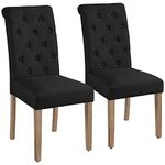 Yaheetech Dining Chairs Set of 2 Upholstered Dining Chairs Modern Fabric Kitchen Chairs with High Back and Padded Seat for Home and Kitchen, Black