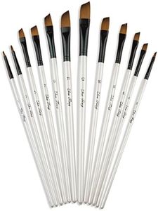 StarVast Painting Brushes, 12pcs Professional Angled Paint Brush Set for Watercolor/Oil/Acrylic/Crafts/Rock/Face Painting and Gouache - White