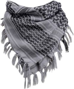 100% Cotton Scarf Arab Tactical Desert Thickened Scarf Wrap for Women and Men with Tassel 43x43 inches（grey）