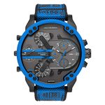 Diesel Watch for Men Mr. Daddy 2.0, Chronograph Movement, 57 mm Black Stainless Steel Case with a Mixed Strap, DZ7434