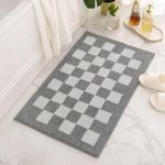 GRANNY SAYS Checkered Bathroom Rugs, 24" x 16", Non-Slip Bath Mats for Bathroom, Plush Shag Absorbent Microfiber Ultra Soft Bath Mat, Washable Rug for Tub, Shower, Bedroom,Gray