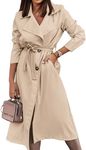 KIRUNDO Women's Trench Coat Long Double-Breasted Spring Fall Fashion 2024 Classic Lapel Slim Overcoat Outerwear With Belt(Beige, Large)