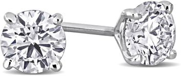 IGI Certified Lab Grown Diamond Earrings - 1 to 5 CTTW Diamond Solitaire Stud Earrings for Women, Yellow Gold, White Gold or Platinum - D Color - VVS2 Clarity (Earring - White Gold - 1CTTW)