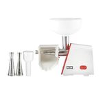Weston Deluxe Electric Tomato Strainer & Sauce Maker for Tomatoes, Salsa, Purees, Jams & Berries, 250 Watts, 1 Gallon Hopper, 3 Stainless Steel Screens, White, 82-0250-W