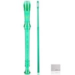 Everjoys Soprano Recorder for Beginners- German C Key Style 8 Hole Flute Detachable 3pcs ABS Crystal Music Recorders w/Cleaning Rod,Bag and Fingering Chart, Transparent Green