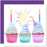 Cousin Birthday Card for Women Cute Cupcake Birthday Cards for Cousin