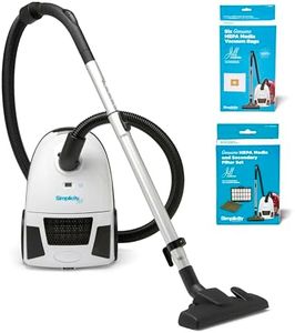 Simplicity Vacuums Jill Canister Vacuum with Type Z Bags, and Filter Set Bundle, Low Pile Rug and Wood Floor Vacuum and Rug with Dual-Certified HEPA Vacuum Filter and Bag, Stairs Vacuum Canister