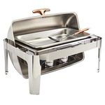 Denmark Tools for Cooks Celebrations Cookware Collection 5 Piece 9.5-Quart Rectangular Heavy Gauge Stainless Steel Chafing Dish Set with Roll Top Lid for Entertaining & Catering