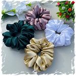 SILKY PANDA Luxury Silk Scrunchies for Women and Girls, Hair Ties, Hair Band, Ponytail Holder (Seaweed)