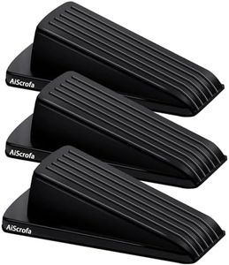 AiScrofa Door Stoppers for Bottom of Door on Floor, Door Gaps, Rubber Door Stop Wedge, Sturdy Stackable Door Stops for Carpet Heavy Duty Door（3 Pack） (Black)