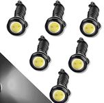 CTRICALVER High Power 18mm 9W Eagle Eye LED Light,Car Motorcycle DRL Daytime Running Light Fog Lamp Reversing Light Marker Light 12V Waterproof(white，6PCS)