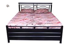 Royal Interiors Blacomo Metal Queen Size Bed with Storage Wrought Iron Queen Size Cot with Hydraulic Storage Double Bed Queen Size for Bedroom with Headboard and Footboard Without Mattress (75x60)