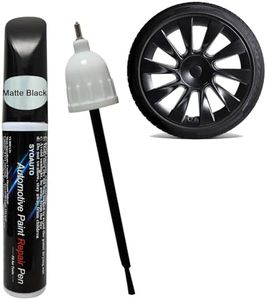 SYOAUTO Matte Black Rim Touch Up Paint For Tesla Model Y 20" Induction Wheel Touch Up Paint Pen Tip and Brush 2 in 1 Rim Scratch Repair Wheel Paint Curb Rash Paint Pen(Matte/Satin Black)