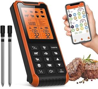 500FT Wireless Meat Thermometer with 2 Probes-Rechargeable, Smart Digital Cooking Thermometer with APP Alarm Function Preprogrammed Temperatures for Grilling Smoking Oven BBQ