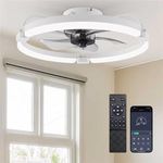 Ensenior Ceiling Fans with Lights and Remote, 50cm Flush Mount, 6 Speed & 3000K-6500K Stepless Dimmable Quiet Modern LED Fan Lights Ceiling for Bedroom Living Room Dining Room - White
