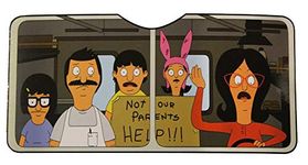 Bob's Burgers Car Window Sun Shade Visor - Licensed Pop Culture TV Merchandise - Windshield Visor And Shield - Novelty Automotive Accessories - Standard Size UV Blocker - Geeky Funny Gifts