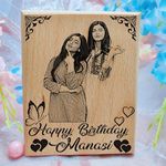 Giftairs Customised Wooden Photo Frame with Engraved Photo & Message Tabletop, Rectangular photo Plaque best Gift for Best Friends Birthday, Anniversary (4X5inch)