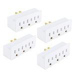 3 Outlet Adapter Extender, 3 Way Grounded Plug Splitter, 1 to 3 Plug outlet splitter, White, 4PACK