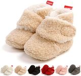 Ohwawadi Infant Baby Slippers Boys Girls Cozy Fleece Booties Soft Sole Winter Baby Sock Shoes Newborn Crib Shoes First Walkers Warm Footwear