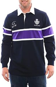 Scotland Thistle Long Sleeve Rugby Jersey, Navy, Large