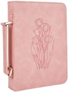 Aburbe Bible Cover Case for Women, PU Leather Bible Holder Bag for Bible Study, with Reinforced Handle and double zippers, for Protection, Organizing, and Easy Carrying, 9.65 x 6.7 x 1.97 inch