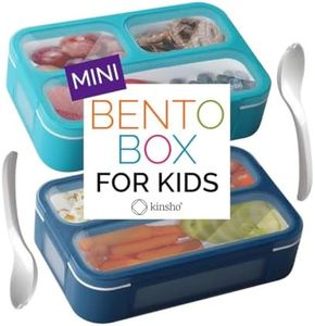 kinsho MINI Bento-Box Lunch and Snack Boxes Set of 2 | Small Portion Containers for Kids Boys Girls Toddlers | BPA Free | Navy & Blue