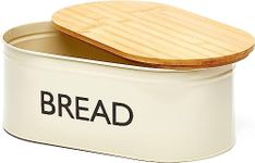 RoyalHouse Premium Metal Bread Box with Bamboo Lid, Stainless Steel Large Bread Bin Storage Container And Organizer for Kitchen Countertop, Vintage Style Kitchen Decor