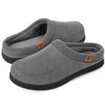 VeraCosy Men's Moccasin Slippers Comfy Soft Durable Slip-on Indoor Memory Foam House Shoes Cool Grey,10-11 UK