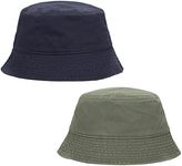 2-Pack Navy & Olive Washed 100% Cotton Bucket Hat Everyday Cotton Style Unisex Trendy Lightweight Outdoor Hot Fun Summer Beach Vacation Getaway Headwear