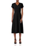 Calvin Klein Women's Tulip Sleeve A-line Midi Dress, Black, 12