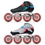 Bont Skates - Inline Speed Skating Racing Skates - GT4 Skate Boots + 6061 Frame + Elemental Wheels + ABEC5 Bearings (White/Red, 7 (100mm))