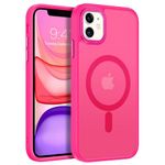 VENINGO Magnetic for iPhone 11 Case, for iPhone 11 Phone Case Compatible with MagSafe Matte Translucent Back Soft TPU Bumper Shockproof 360 Protective Slim Girls Women Man Case for iPhone 11, Hot Pink