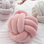 Grapify Velvet Baby Play Ball/Knotted Ball Cushion,Cradle Decor/Baby Cot Decor/Decorative Pillow, Chunky & Woven Pillow, Color Choice (Pink), Pack of 1