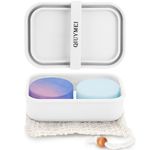 QIUYMEI Silicone Soap Holder， Enhanced Leak-Proof Travel Soap Container with Draining Layer，Portable Shampoo Bar Holder, Soap Case with Soap Bag, Soap Dishes for Bathroom/Camping/Gym/(White)