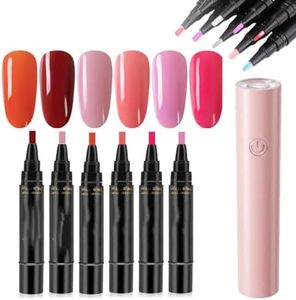One Step Nail Gel Pen Nail Polish Pen Set with Nail Lamp Pen, Set D