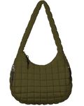 AUACDIY Puffer Tote Bag Large Quilted Crossbody Bags for Women Lightweight Padding Cotton Puffy Purse Carryall Bag Olive Green