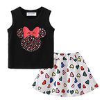 Mud Kingdom Big Girls Patriotic Outfits Summer Independence Day Cute Cartoon Black 9-10 Years