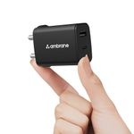 Ambrane 30W Dual Port GaN Charger, USB & Type C Fast Charging Adapter For iPhone 16/15/14/13/12/11 (Pro,Pro Max,Plus), iPad, Google Pixel, Samsung & All Type C devices BIS Certified (Charge 30, Black)