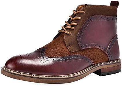 Ankle Boot for Men, Genuine Leather Lace Up Wing Tip British Style Casual Dress Boots