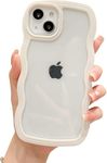 Cat Care Back Cover Compatible with iPhone 13, Adorable Curly Wave Frame Clear Case for Girls and Women, Transparent Soft Silicone TPU Bumper Shockproof Protective Cover (White)