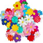 AXEN 100PCS Random Flower Iron on Patches, Flower Themed Patches Embroidered Applique for Clothing, Jackets, Hats, Backpacks, Jeans