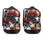 2pcs Football Bag for Balls,Extra Large Drawstring Mesh Bag for Balls Soccer Ball Bag with Shoulder Strap Mesh Ball Bags for Football Ball Bag Foldable Storage Durable Reusable Football Storage.