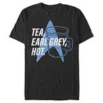 Men's Star Trek: The Next Generation Cup Of Tea Earl Grey Hot, Captain Picard T-Shirt - Black - Small