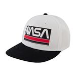 NASA Baseball Cap, Skater Snapback Hat with Embroidered Logo, White/Black, One Size, White/Black, One Size, White/Black, One size