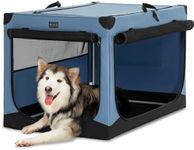 Petsfit Dog Crate Large, Dog Crates for Cars,Adjustable Fabric Dog Crate by Spiral Iron Pipe, Cat Cages Indoor 3 Door Design, Soft Sided Dog Crate 100 cm L x 64 cm W x 63 cm H Blue
