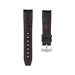 Strapseeker Alligator-Embossed Paramount Curved End Premium Silicone Rubber Watch Bands- Compatible with Omega Swatch Moonwatch, Tudor Black Bay, Rolex- 20mm, 22mm - Crocodile Embossed Waterproof Rubber Watch Straps (20mm, Black with Red Stitch)